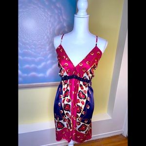 Bohemian Pink Purple Scarf Dress Size Small